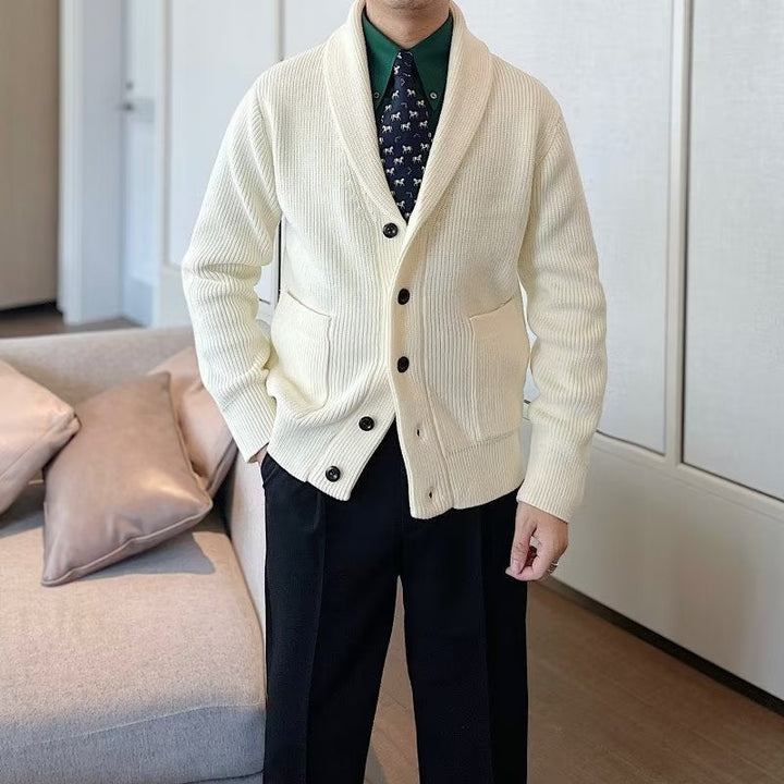 Cardigan Uomo Scollo a V Taglio Ampio Autunnale