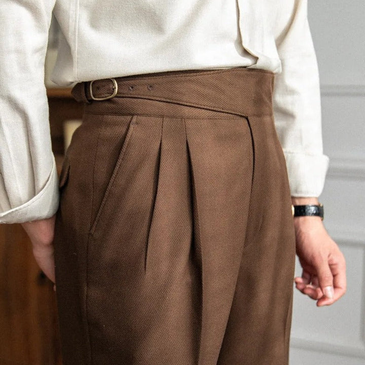 Elegante Pantalone Uomo Classico Piega Regolatori Laterali