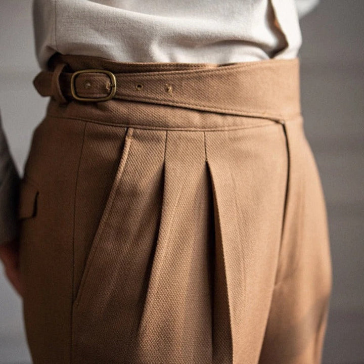 Elegante Pantalone Uomo Classico Piega Regolatori Laterali