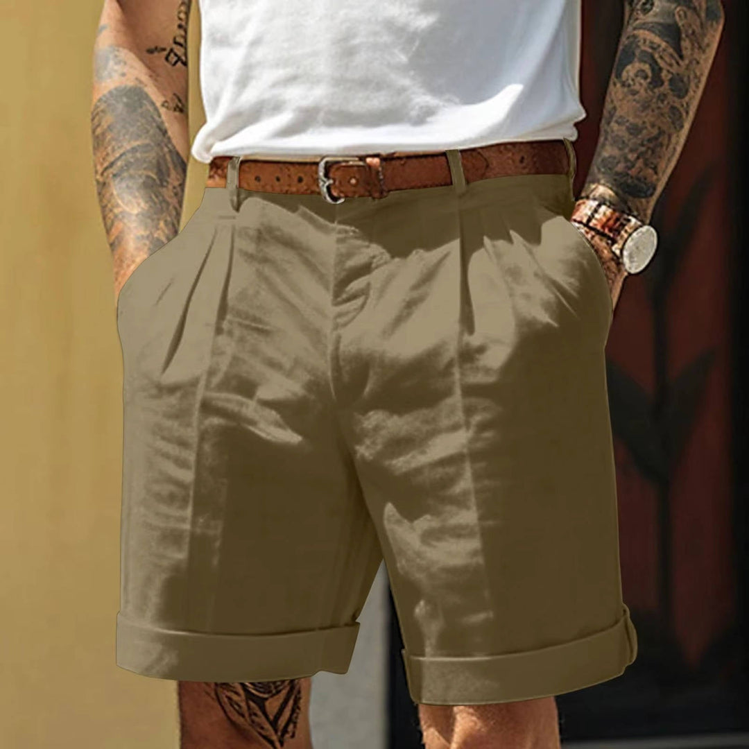 Pantaloncini Uomo Bianchi Classici con Orlo con Risvolto
