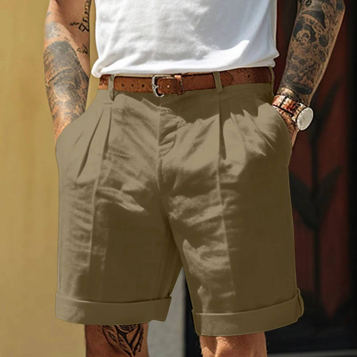Pantaloncini Uomo Bianchi Classici con Orlo con Risvolto