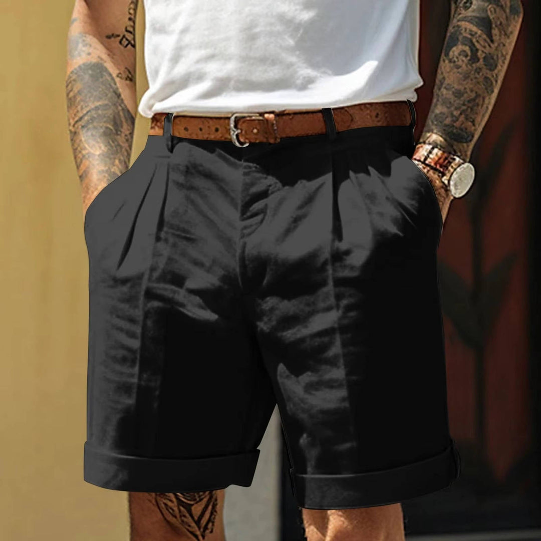 Pantaloncini Uomo Bianchi Classici con Orlo con Risvolto