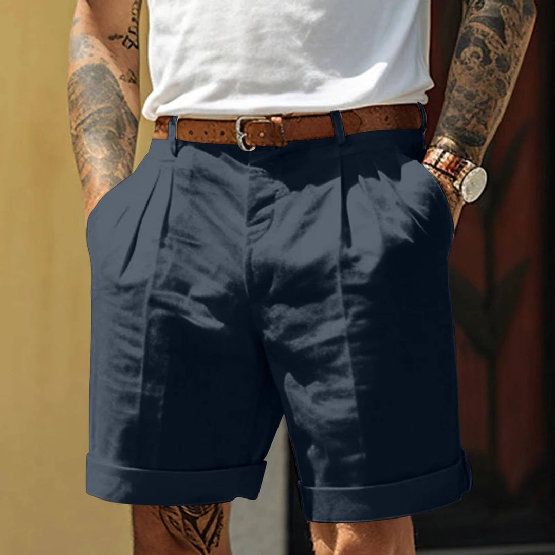 Pantaloncini Uomo Bianchi Classici con Orlo con Risvolto