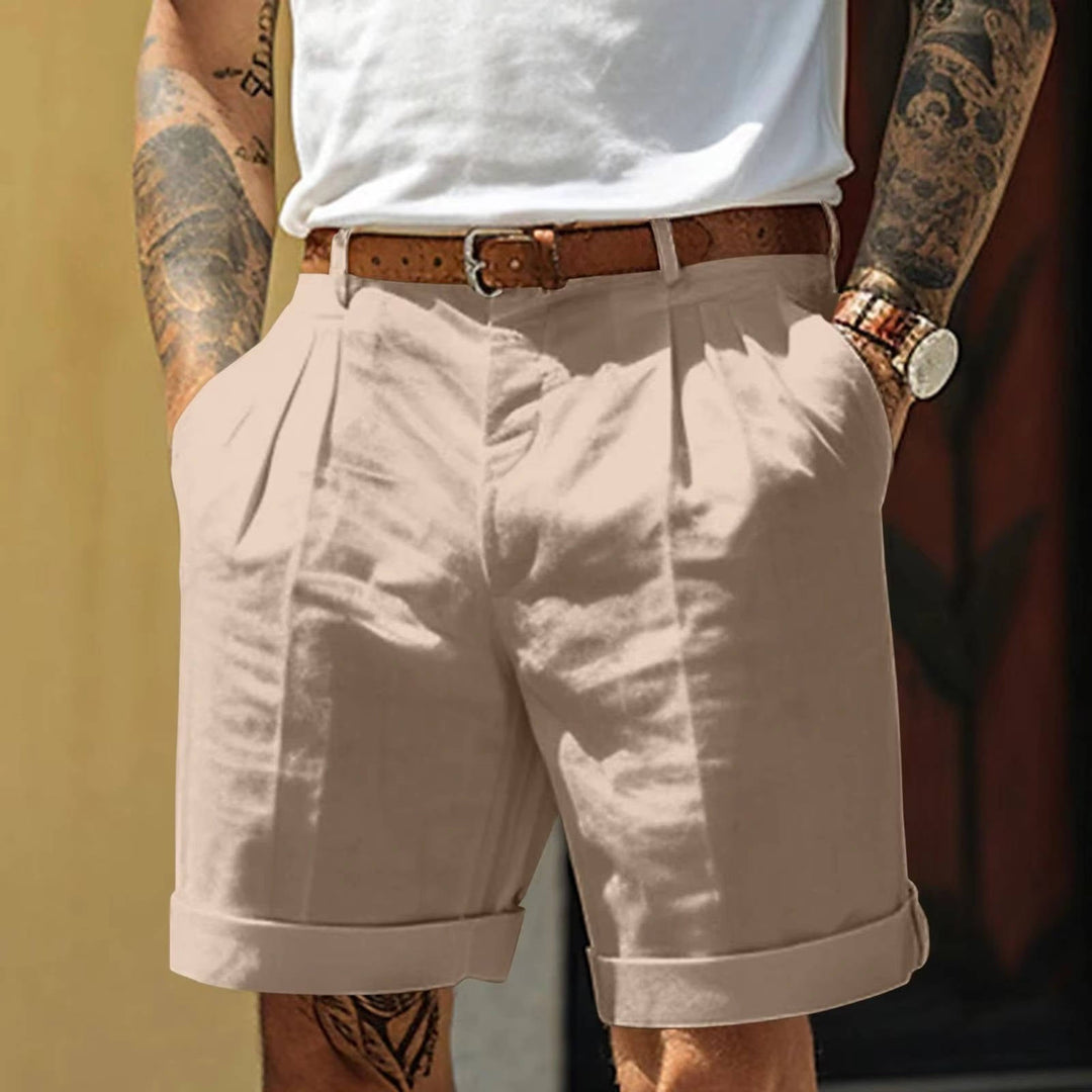 Pantaloncini Uomo Bianchi Classici con Orlo con Risvolto
