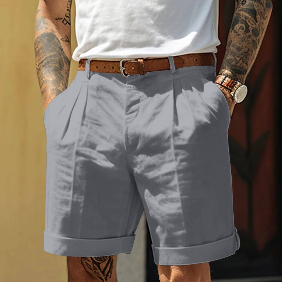 Pantaloncini Uomo Bianchi Classici con Orlo con Risvolto