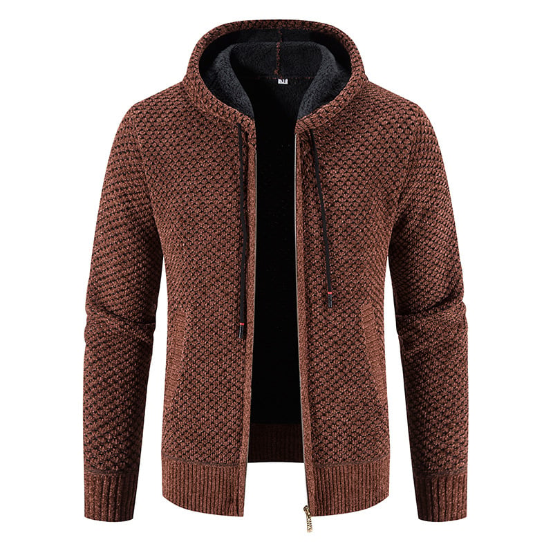 Cardigan Uomo con Cappuccio Foderato Zip Frontale