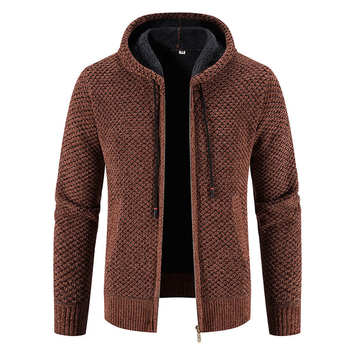 Cardigan Uomo con Cappuccio Foderato Zip Frontale