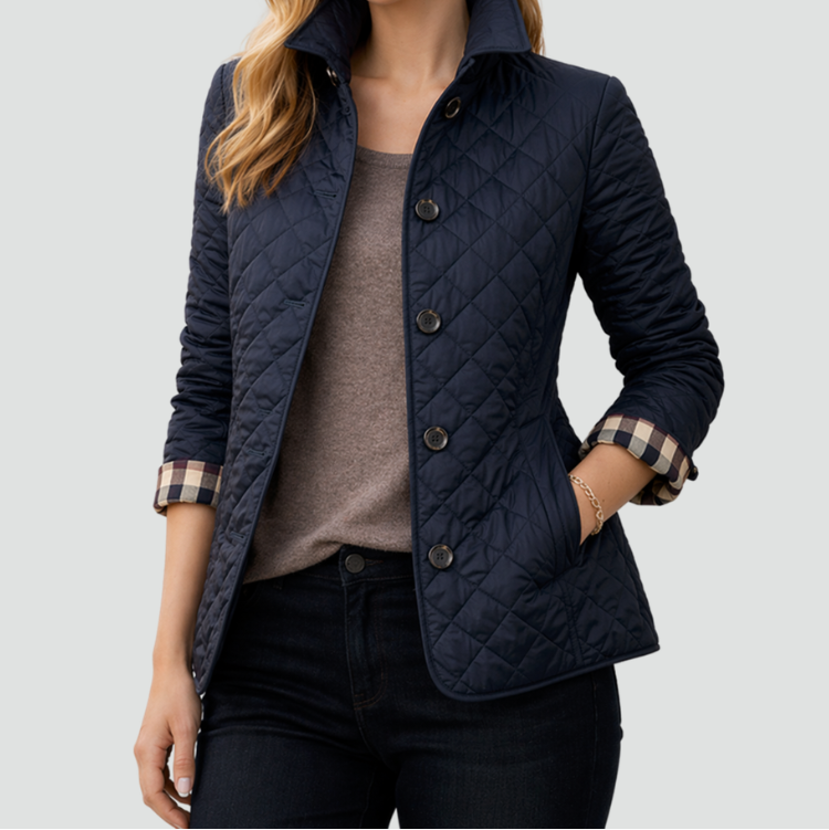 Giacca Donna Trapuntata Regular Fit con Collo e Bottoni