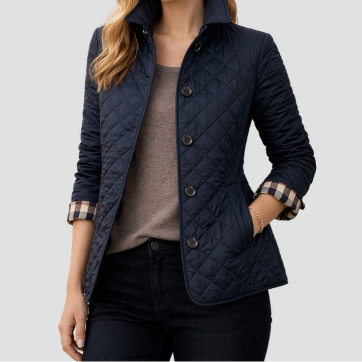 Giacca Donna Trapuntata Regular Fit con Collo e Bottoni