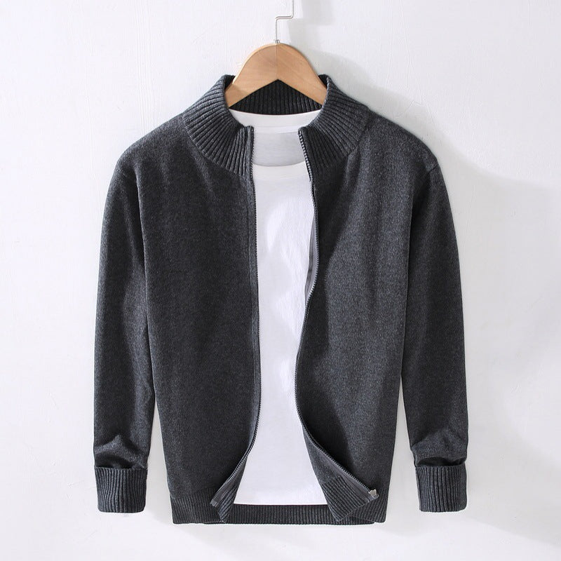 Cardigan Slim Fit Uomo in Cotone a Tinta Unita