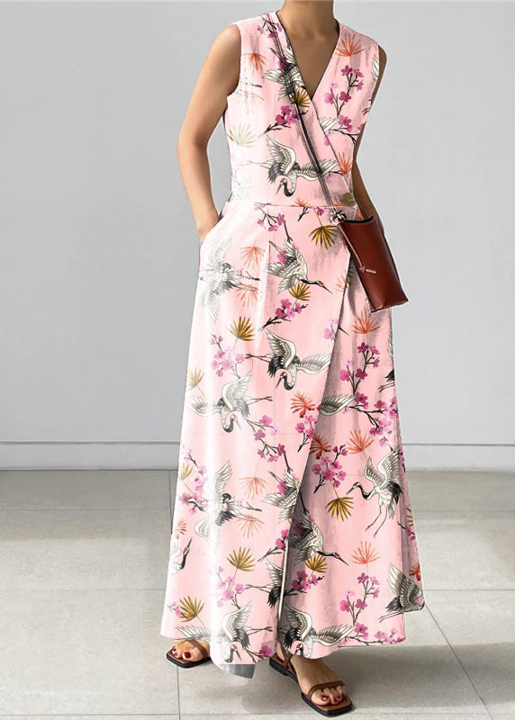 Classico Jumpsuit Donna Scollo a V con Tasche
