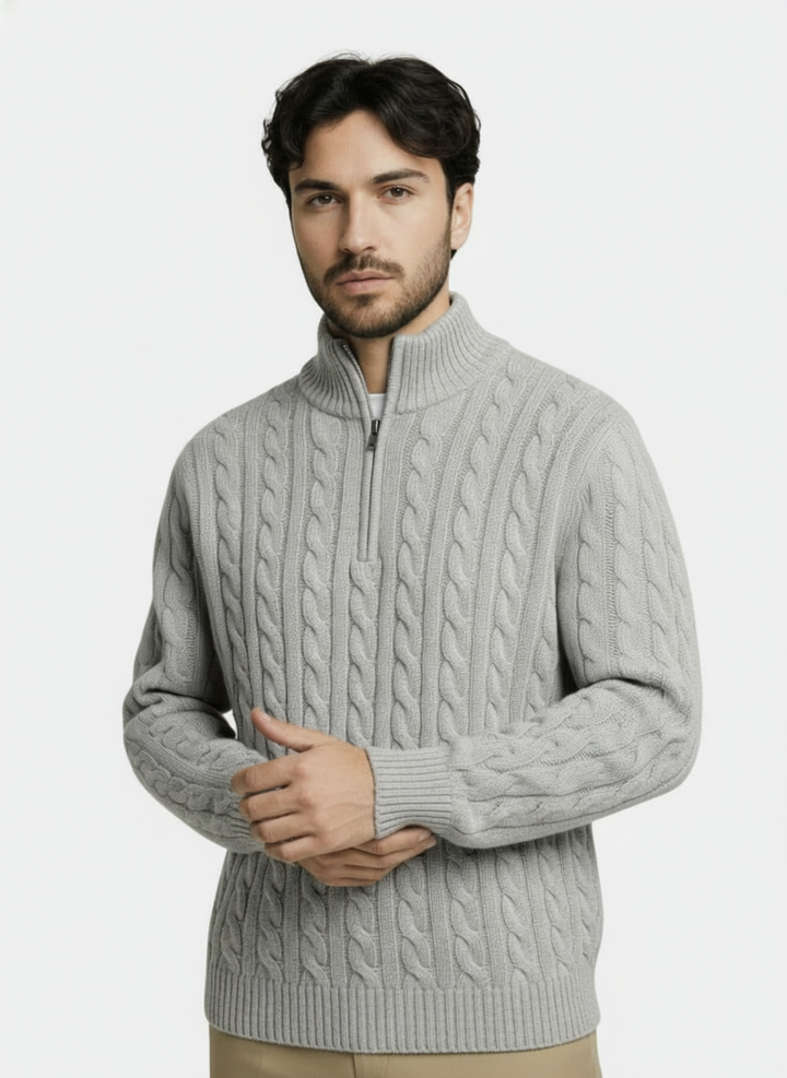 Maglione essenziale con mezza zip