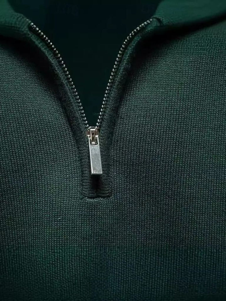Maglione essenziale con zip a un quarto