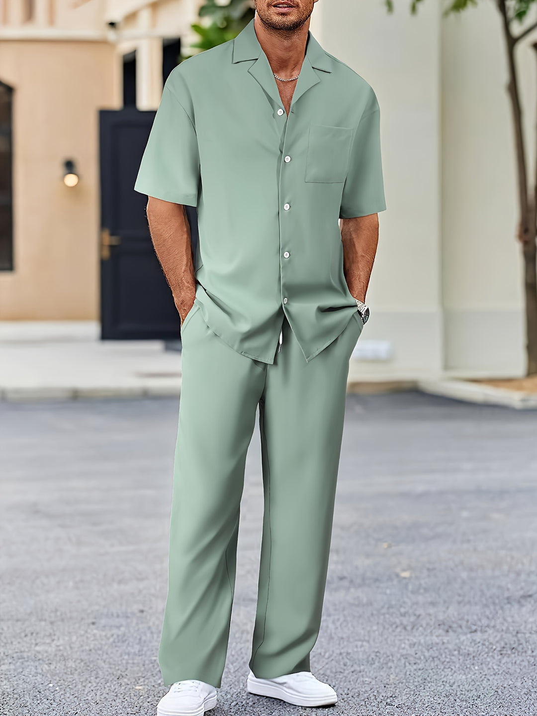 Completo in Lino Uomo Camicia e Pantaloni Eleganti Leggeri