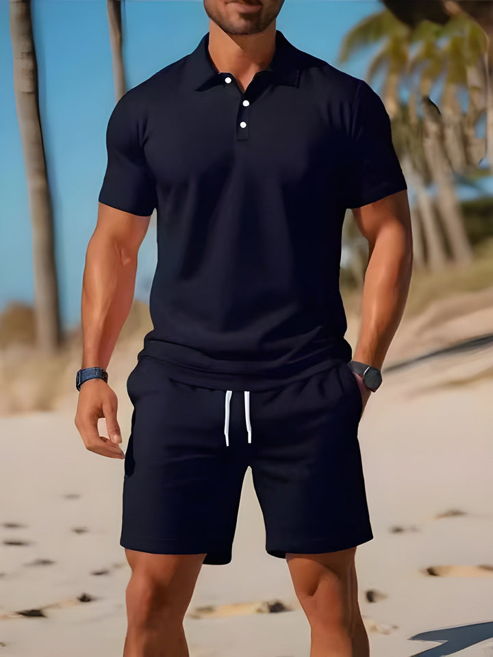 Classico Completo Estivo Uomo Polo Shorts Coulisse