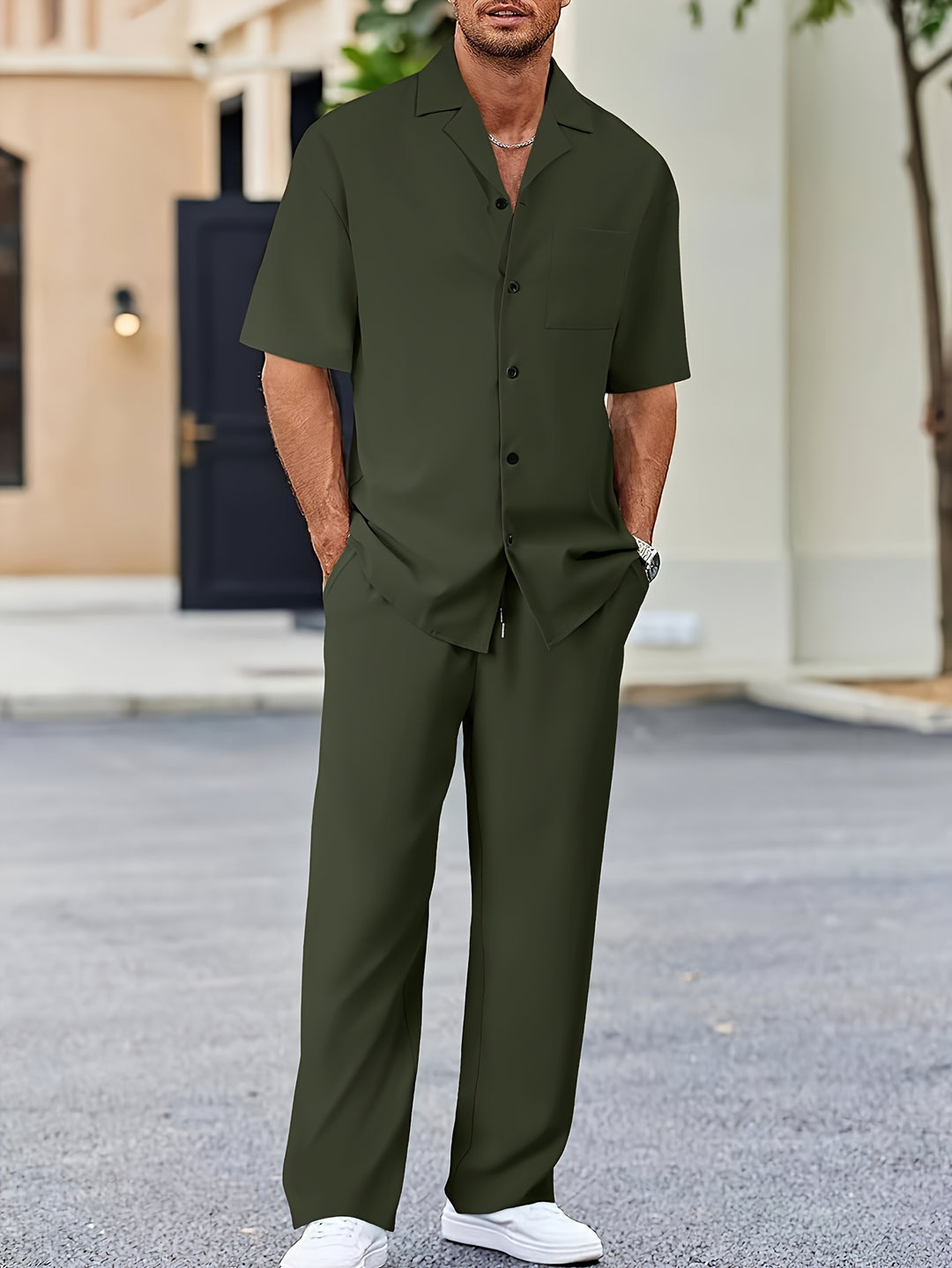 Completo in Lino Uomo Camicia e Pantaloni Eleganti Leggeri
