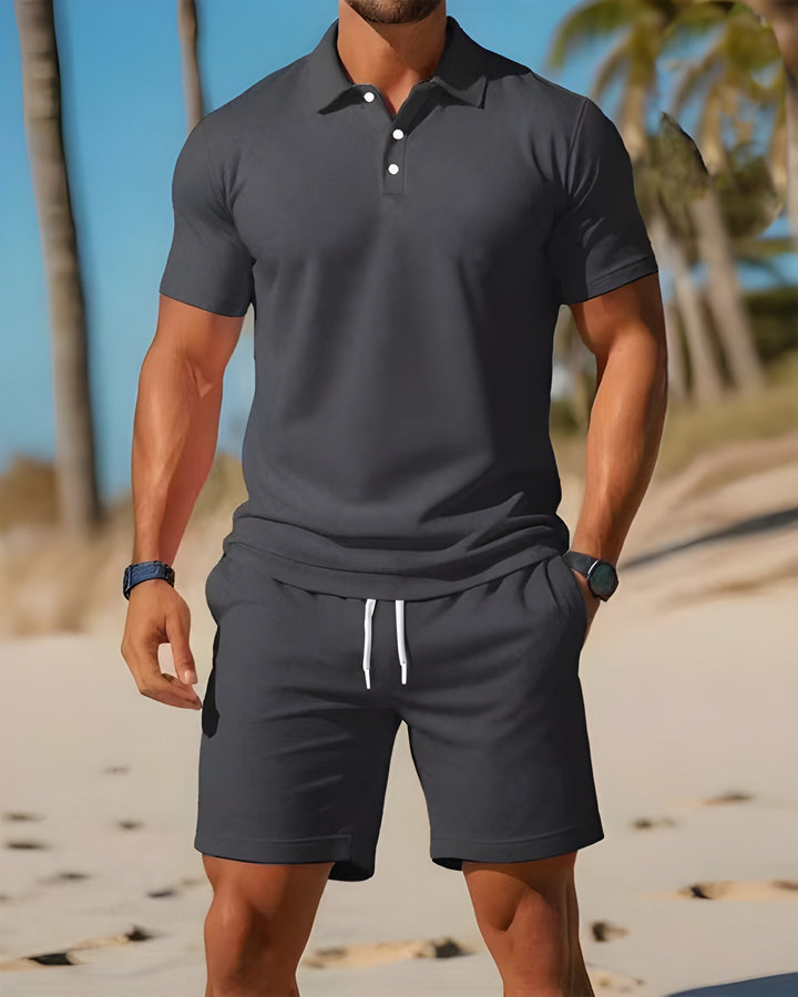 Classico Completo Estivo Uomo Polo Shorts Coulisse