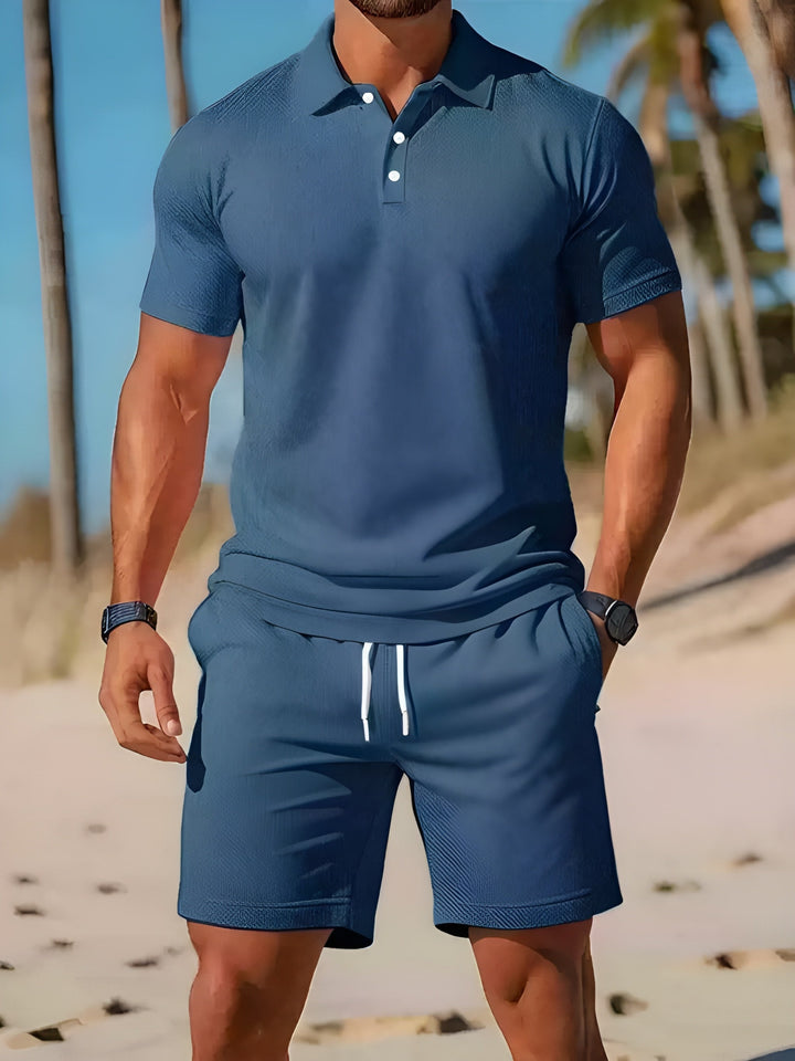 Classico Completo Estivo Uomo Polo Shorts Coulisse