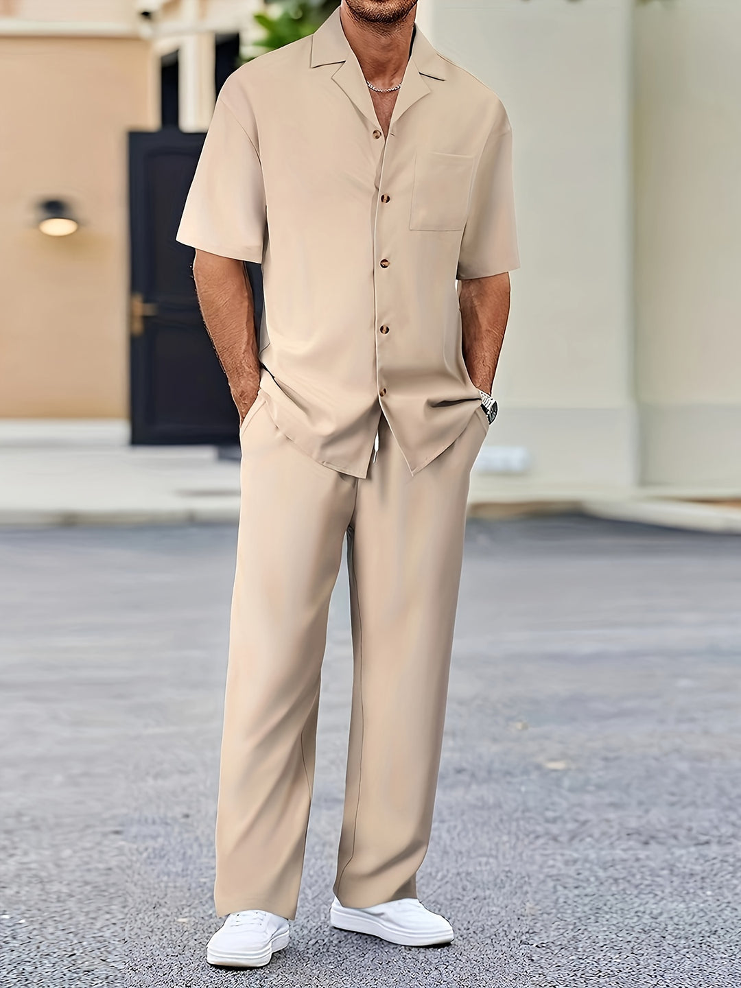 Completo in Lino Uomo Camicia e Pantaloni Eleganti Leggeri