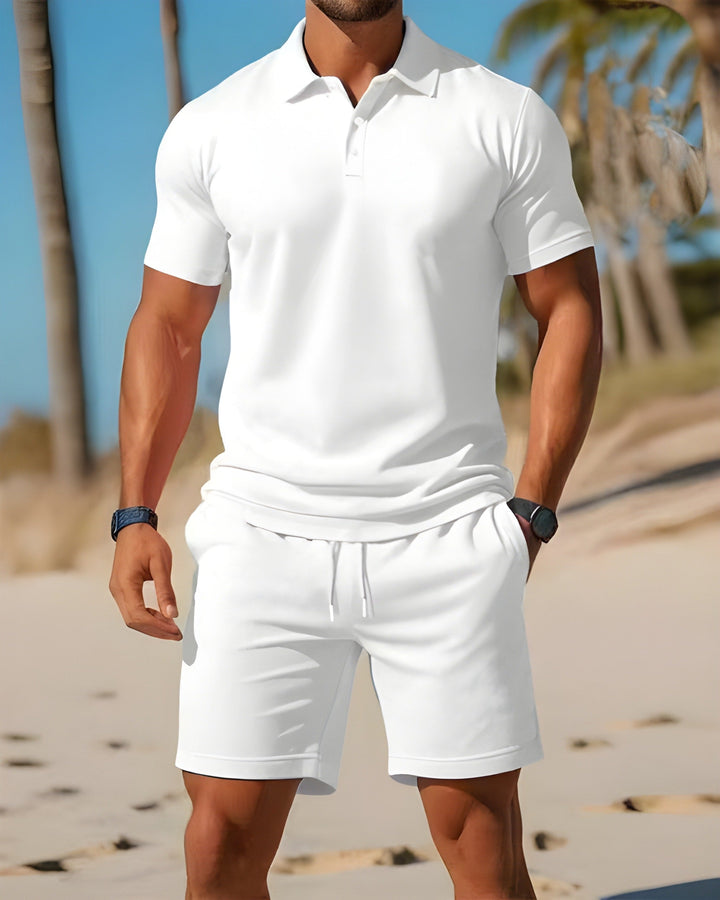 Classico Completo Estivo Uomo Polo Shorts Coulisse