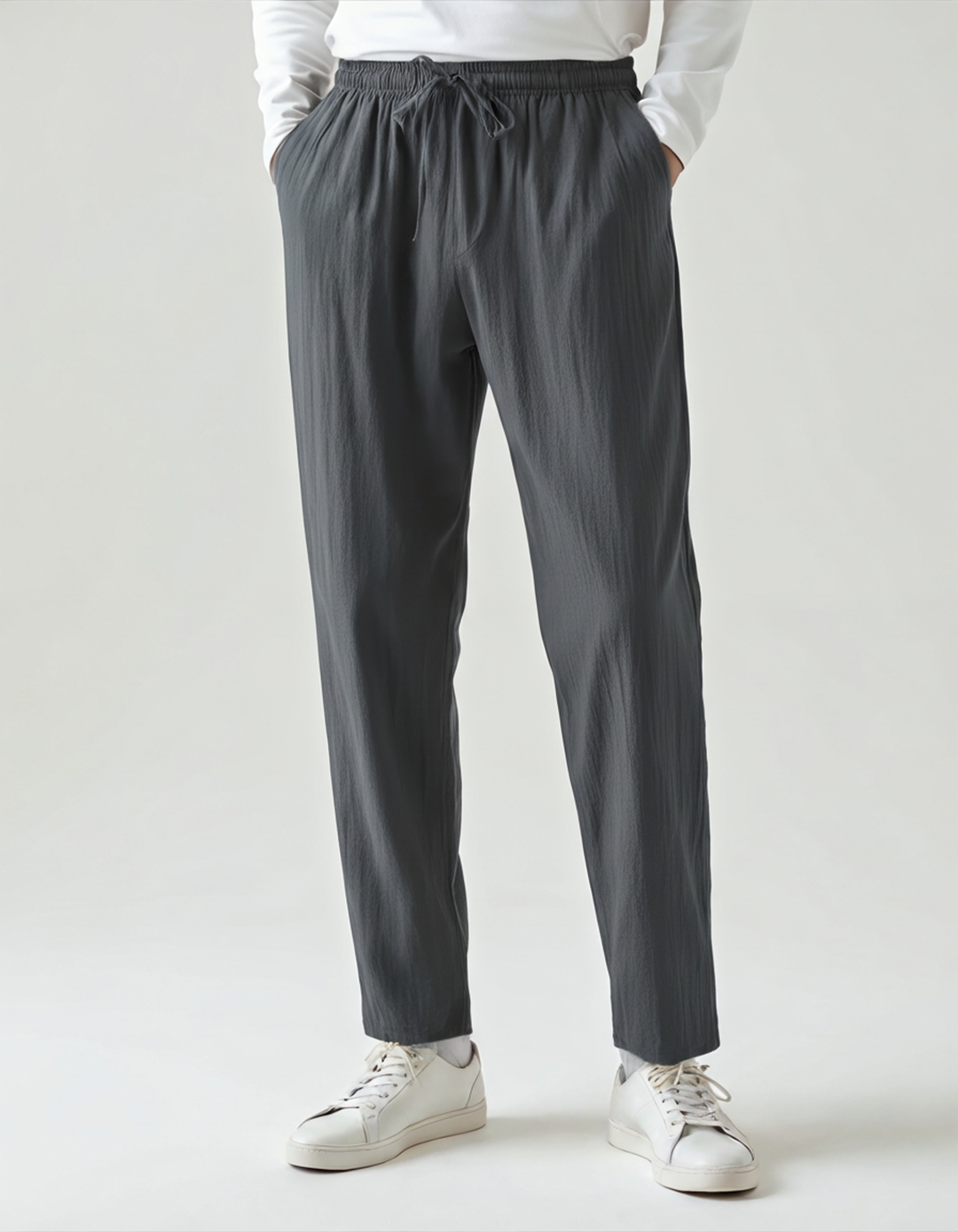 Pantalone in Lino Uomo Vita Elastica Taglio Ampio