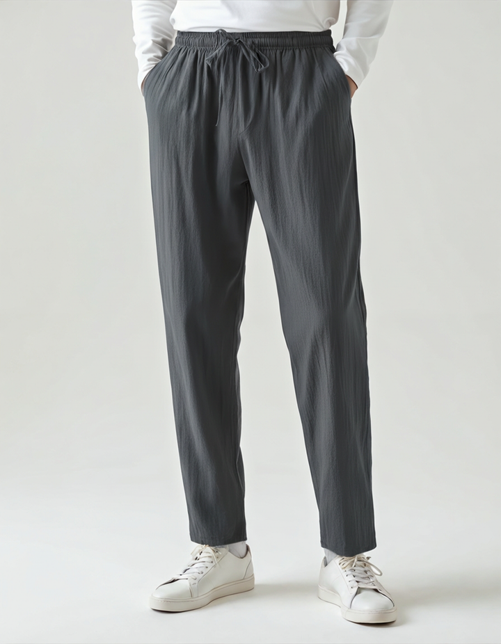 Pantalone in Lino Uomo Vita Elastica Taglio Ampio