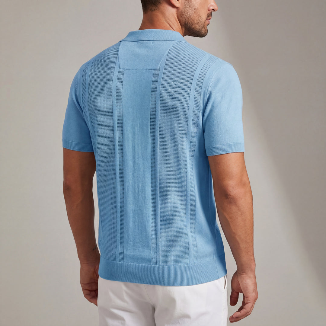 Fresco Polo Uomo Manica Corta Maglia Traforata Tasca