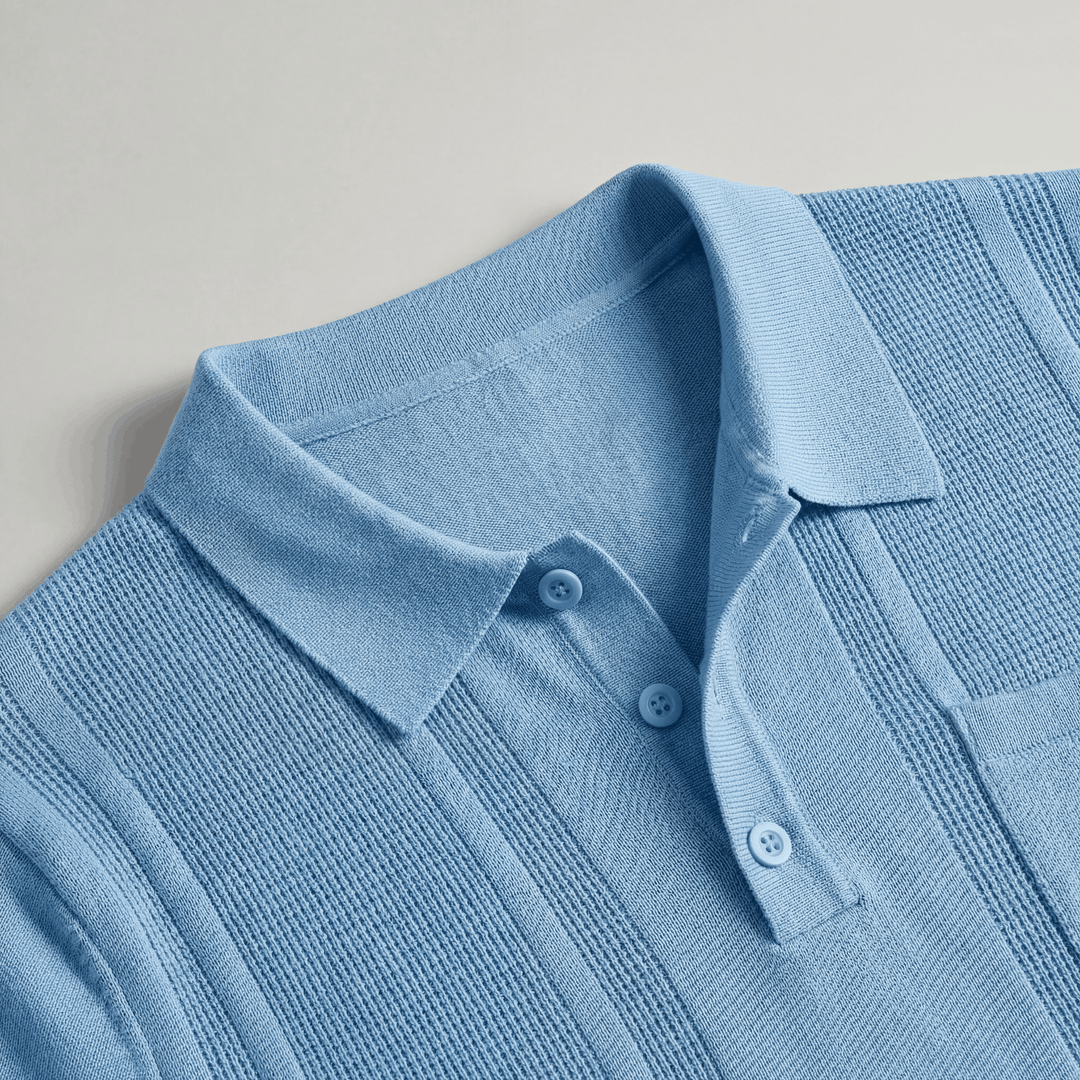 Fresco Polo Uomo Manica Corta Maglia Traforata Tasca
