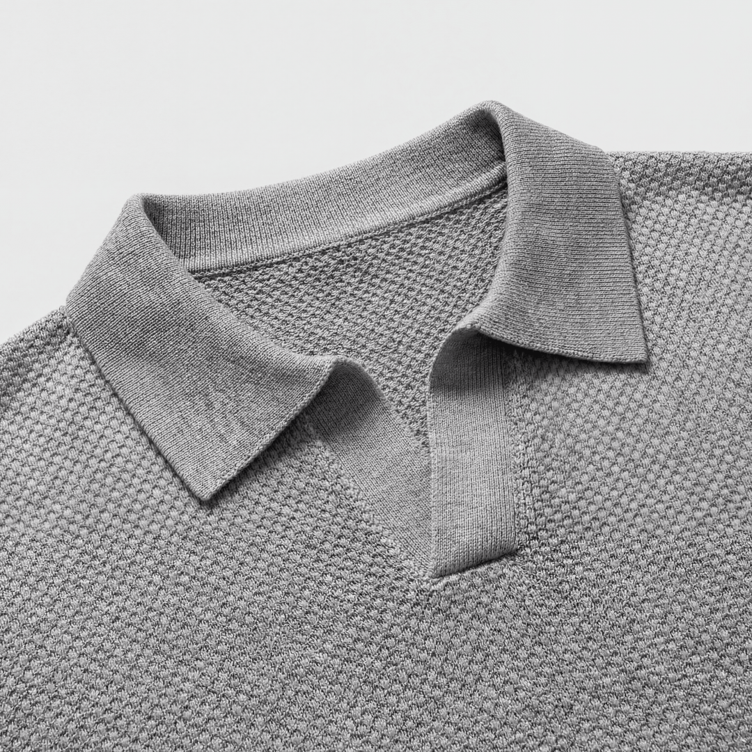 Raffinato Polo Uomo Colletto Aperto Maglia Strutturata
