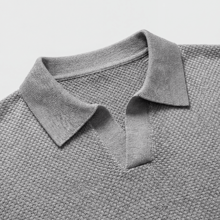 Raffinato Polo Uomo Colletto Aperto Maglia Strutturata