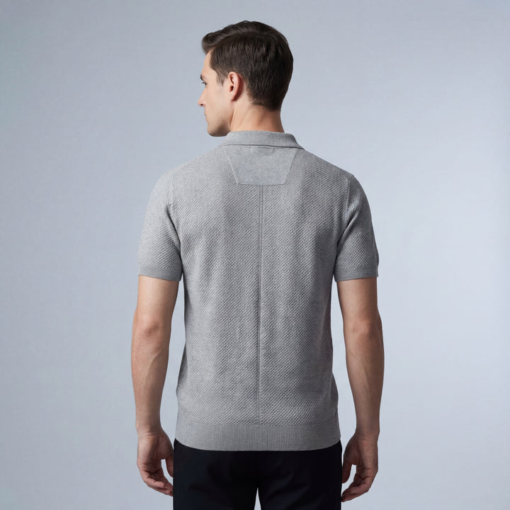 Raffinato Polo Uomo Colletto Aperto Maglia Strutturata