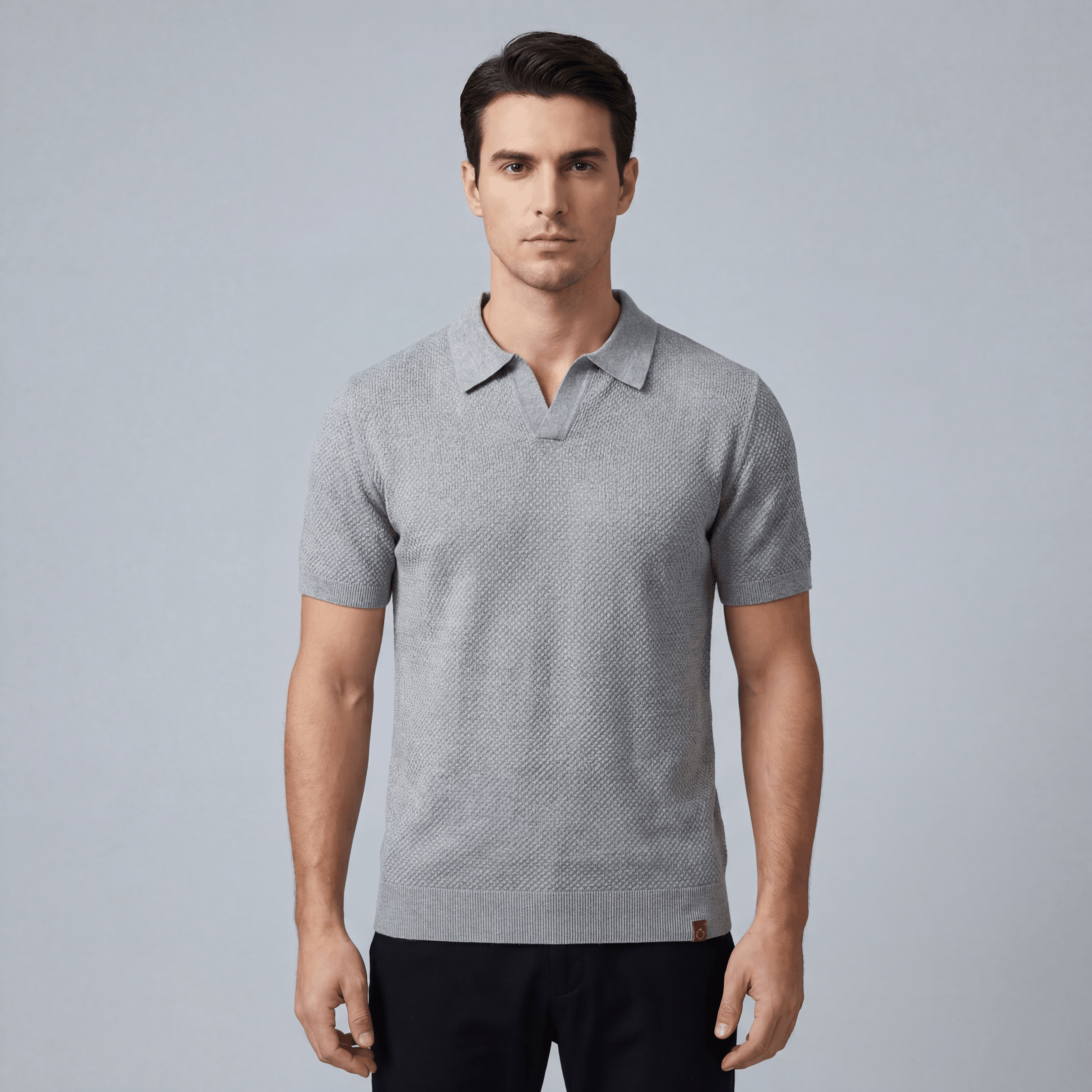 Raffinato Polo Uomo Colletto Aperto Maglia Strutturata