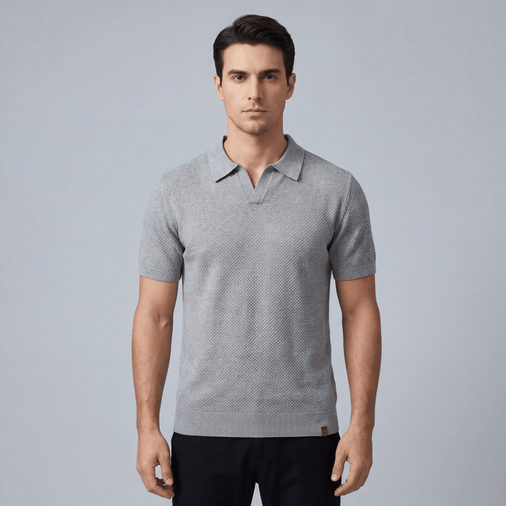 Raffinato Polo Uomo Colletto Aperto Maglia Strutturata