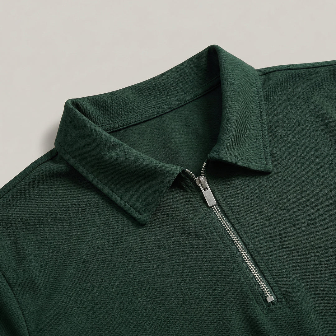 Dinamico Polo Uomo Zip Manica Corta Slim Fit