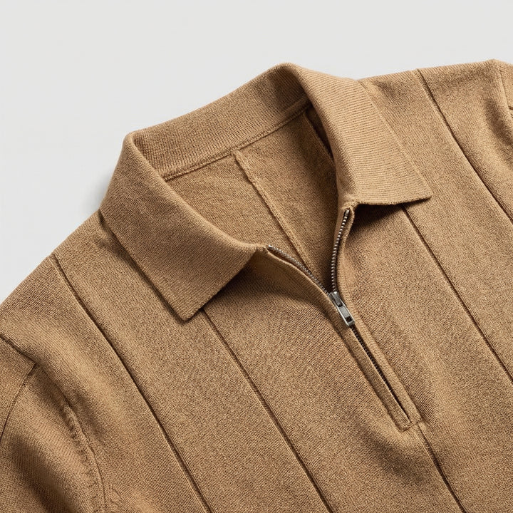 Dinamico Polo Uomo Zip Manica Corta Righe Verticali
