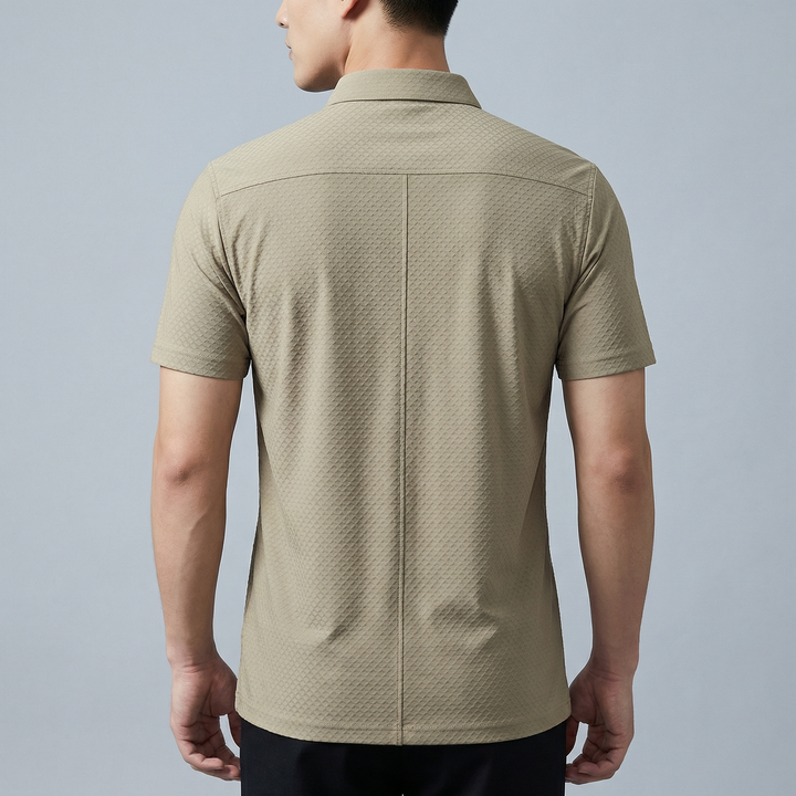 Strutturato Polo Uomo Tessuto 3D Colletto Spread