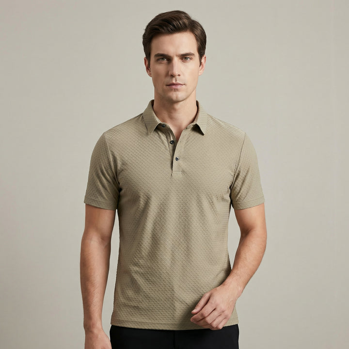 Strutturato Polo Uomo Tessuto 3D Colletto Spread