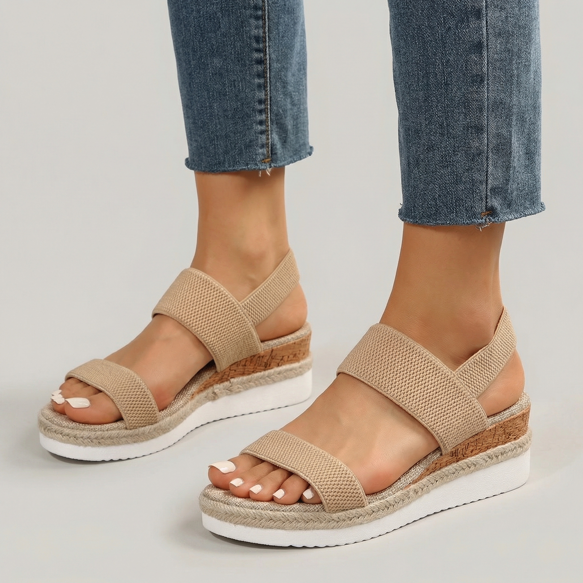 Spensierata Sandalo Donna Zeppa Espadrille Fascia Elastica