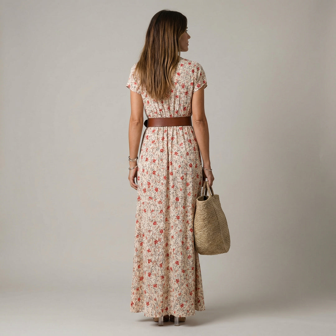 Spensierata Abito Maxi Donna Boho Floreale Scollo V Con Cintura