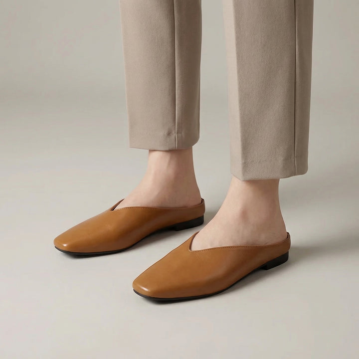 Essenziale Mules Donna Punta Quadrata Pelle Slip-On