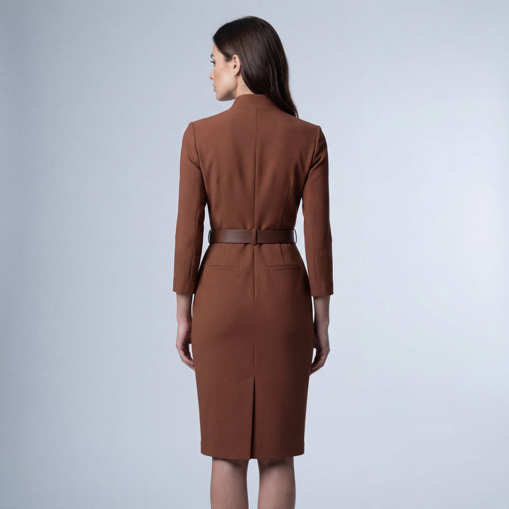 Deciso abito donna midi a tubino scollo V con cintura