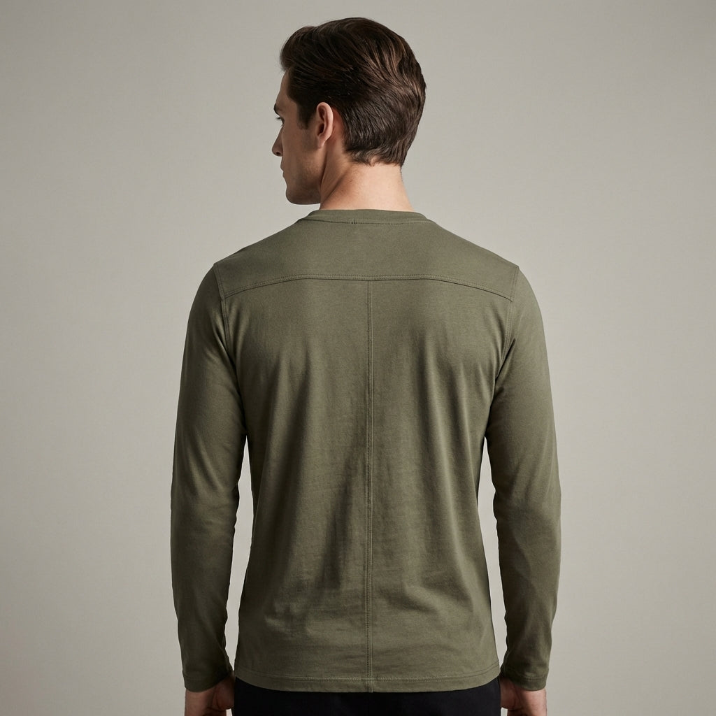 Maglietta a maniche lunghe con collo Henley