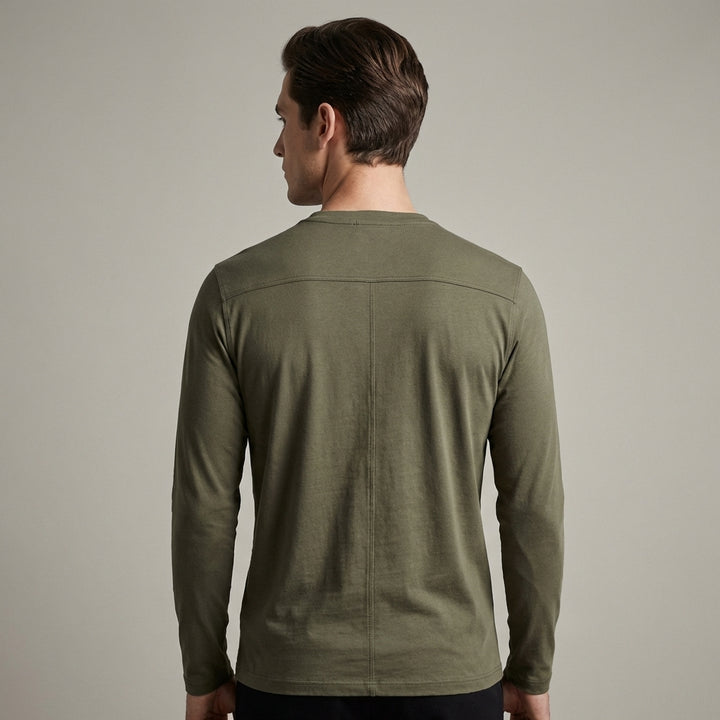 Maglietta a maniche lunghe con collo Henley