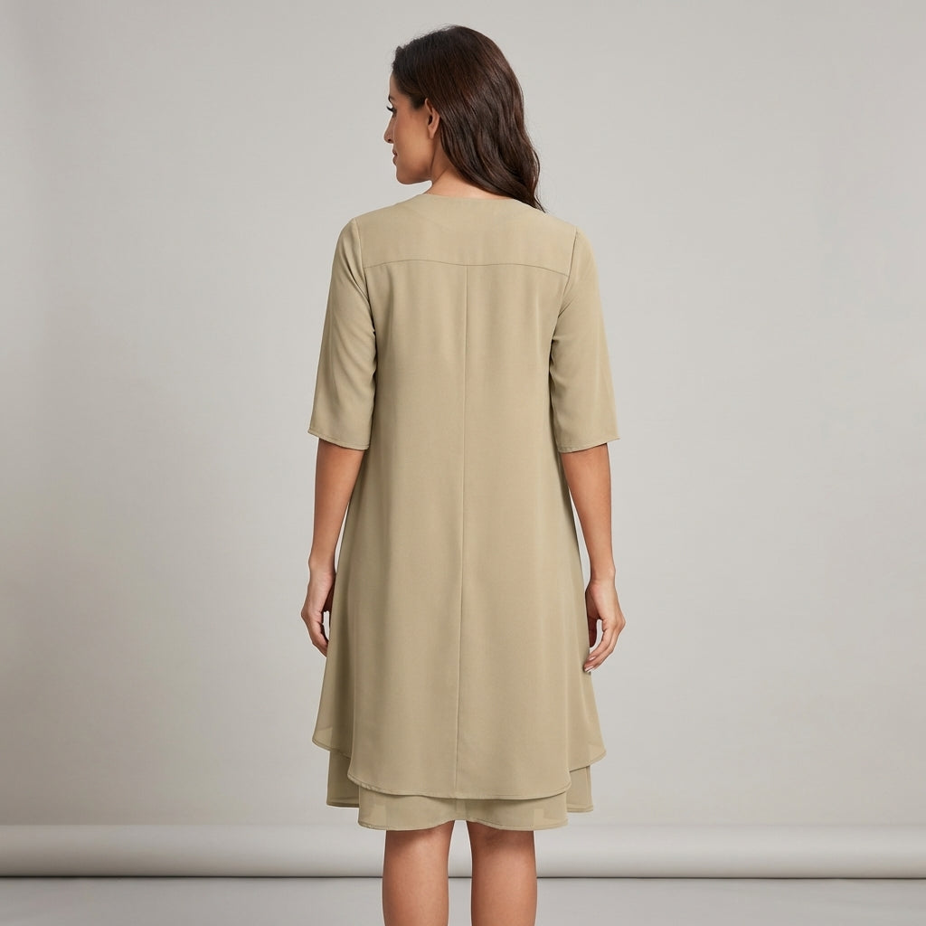 Abito estivo midi da cerimonia in chiffon con ruches