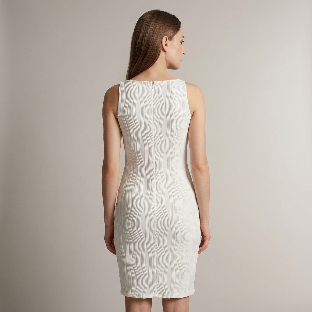 Abito estivo midi con spalline e texture a increspature d'acqua