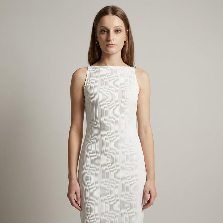 Abito estivo midi con spalline e texture a increspature d'acqua