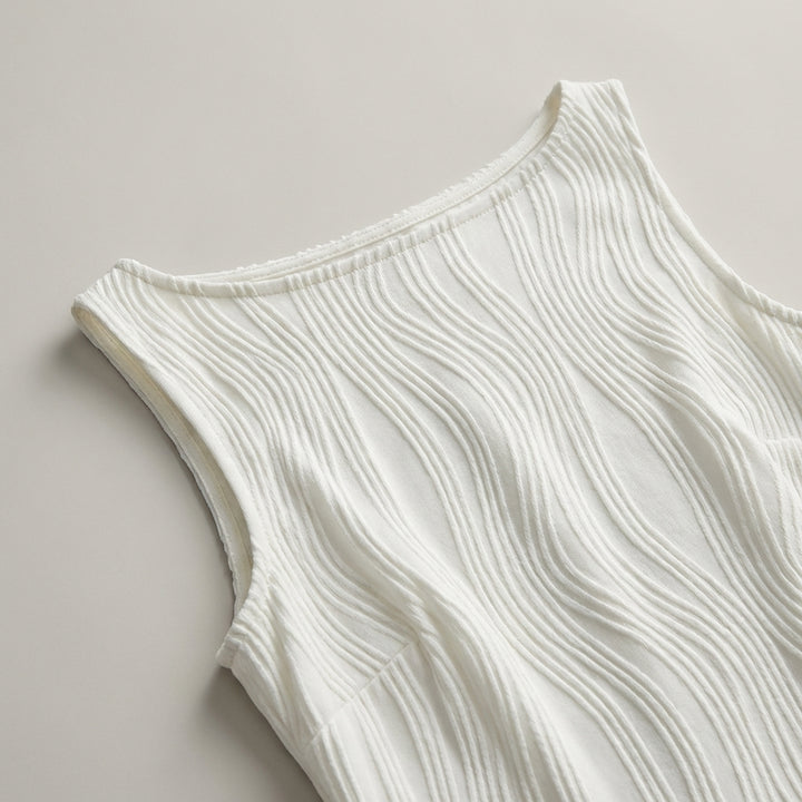Abito estivo midi con spalline e texture a increspature d'acqua