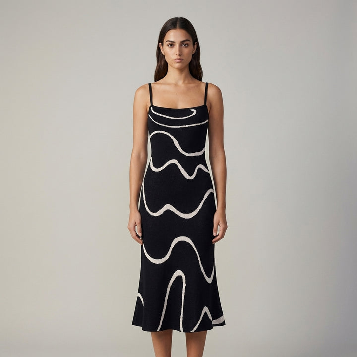Abito estivo midi in maglia con orlo a sirena The Black Wave