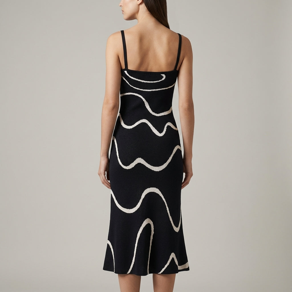 Abito estivo midi in maglia con orlo a sirena The Black Wave