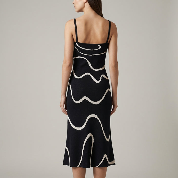 Abito estivo midi in maglia con orlo a sirena The Black Wave